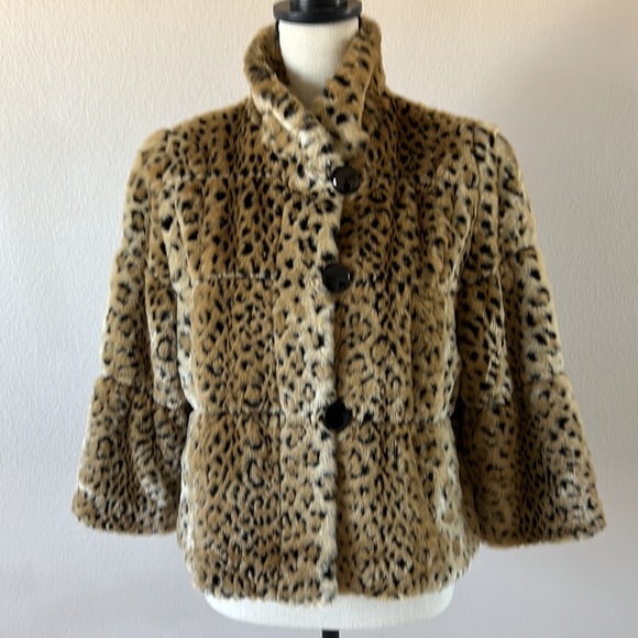 Faux fur leopard jacket by INC - Picture 4 of 10